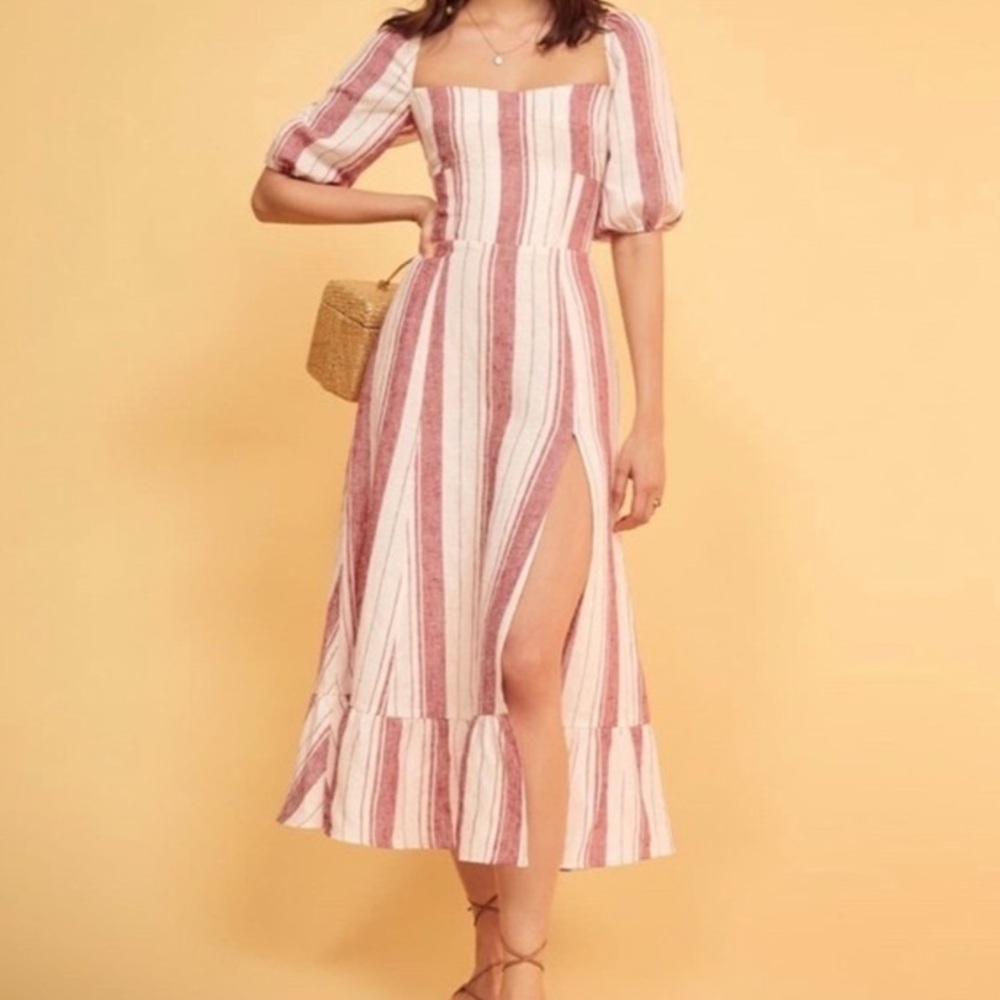 Reformation Belgium Striped Linen Dress, Size 6
